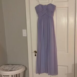 Donna Morgan Lavender Strapless Bridesmaid Dress